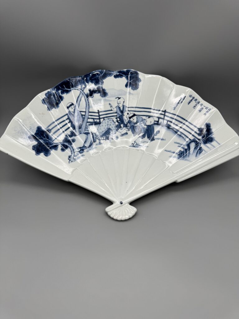 Japanese Arita ware porcelain fan shaped plate