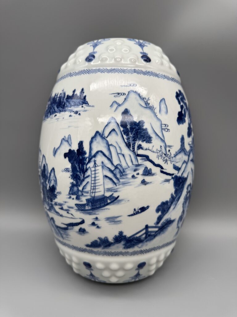 Japanese Blue and White Ceramic Wall Mount Vase