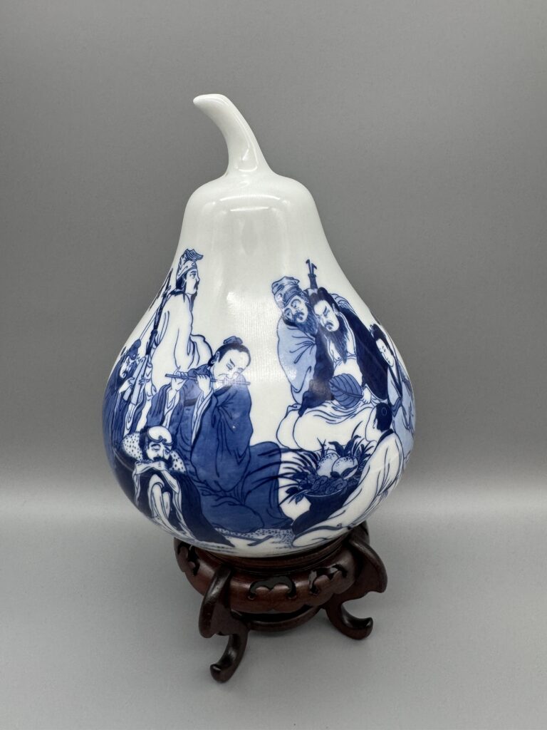 Chinese Porcelain Blue and White Pear, with poetic inscription